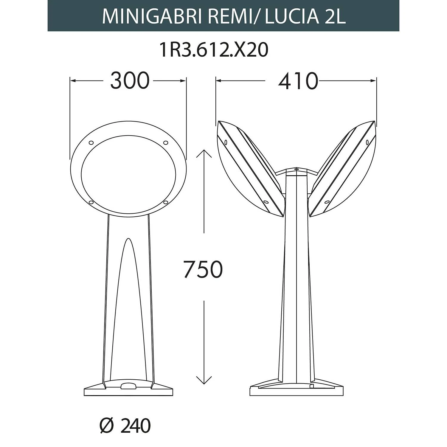 Уличный фонарь столб Fumagalli Mini Gabri Remi/Lucia 2L, 1R3.612.X20.LYE27BU1, серый/синий, опал - Amppa.ru