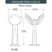 Уличный фонарь столб Fumagalli Mini Gabri Remi/Lucia 2L, 1R3.612.X20.AYE27GN1, черный/зеленый, опал