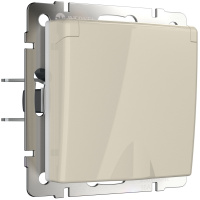 W1171203/ Электроустановочные изделия - Розетка влагозащ. с зазем. с защит. крышкой и шторками (слоновая кость)