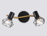 Настенно-потолочный спот в стиле лофт TR8656/2 BK/GD черный/золото E14/2 max 60W 330*100*185 (Ambrella Light, TR8656)